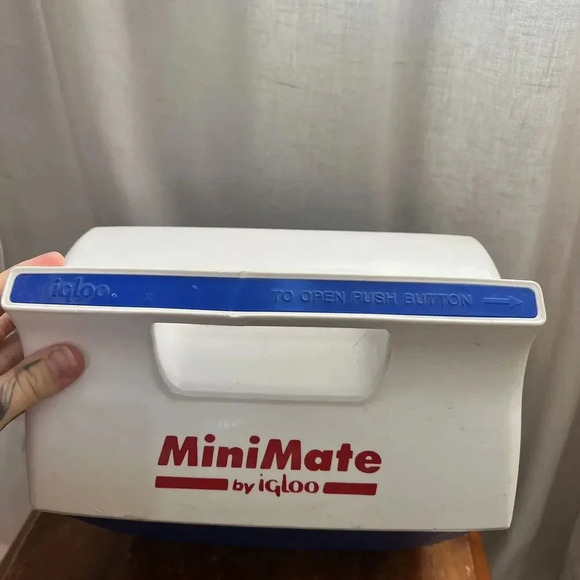 Vintage Mini Mate Cooler Lunch Box by Igloo Made‎ in USA Blue White Purple - Picture 2 of 11